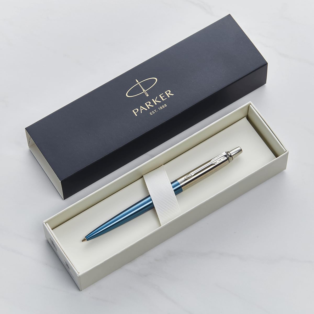 Personalised Engraved Parker Jotter Red Ballpoint Pen with Black Ink, Custom Gift for Christmas Birthday Graduation, Personalised Gifts for Men, Women, Teachers (Waterloo Blue)