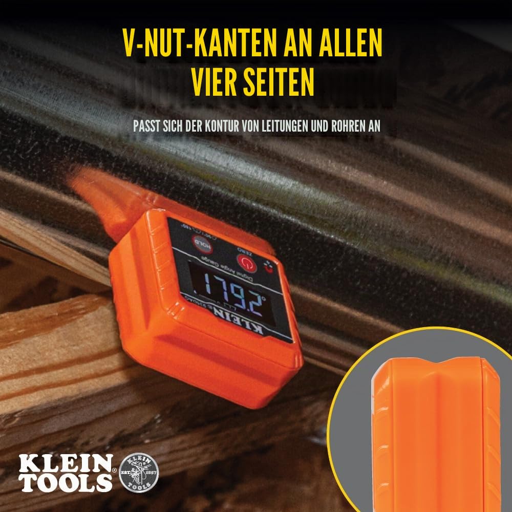 Klein Tools 935DAG Digitaler Winkelmesser und Neigungsmesser | Magnetfuß | 0°–90° und 0°–180° Messbereich | IP42 | Automatische Displaydrehung