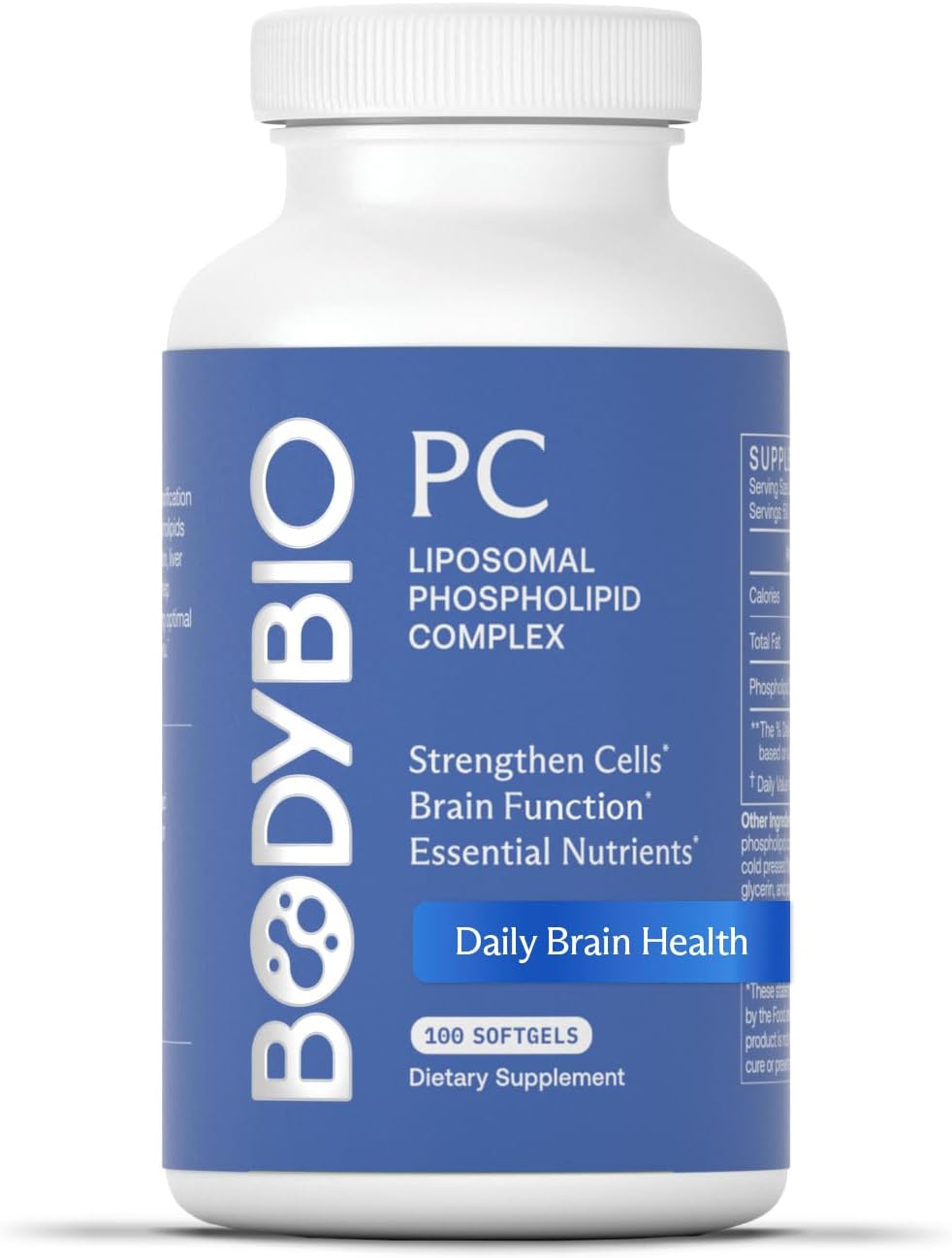 PC - Phosphatidylcholine for Brain Health, Mental Clarity, Cognitive Function, Cellular Repair & Healthy Aging, Phospholipid Complex Supplement for Gentle Daily Detox