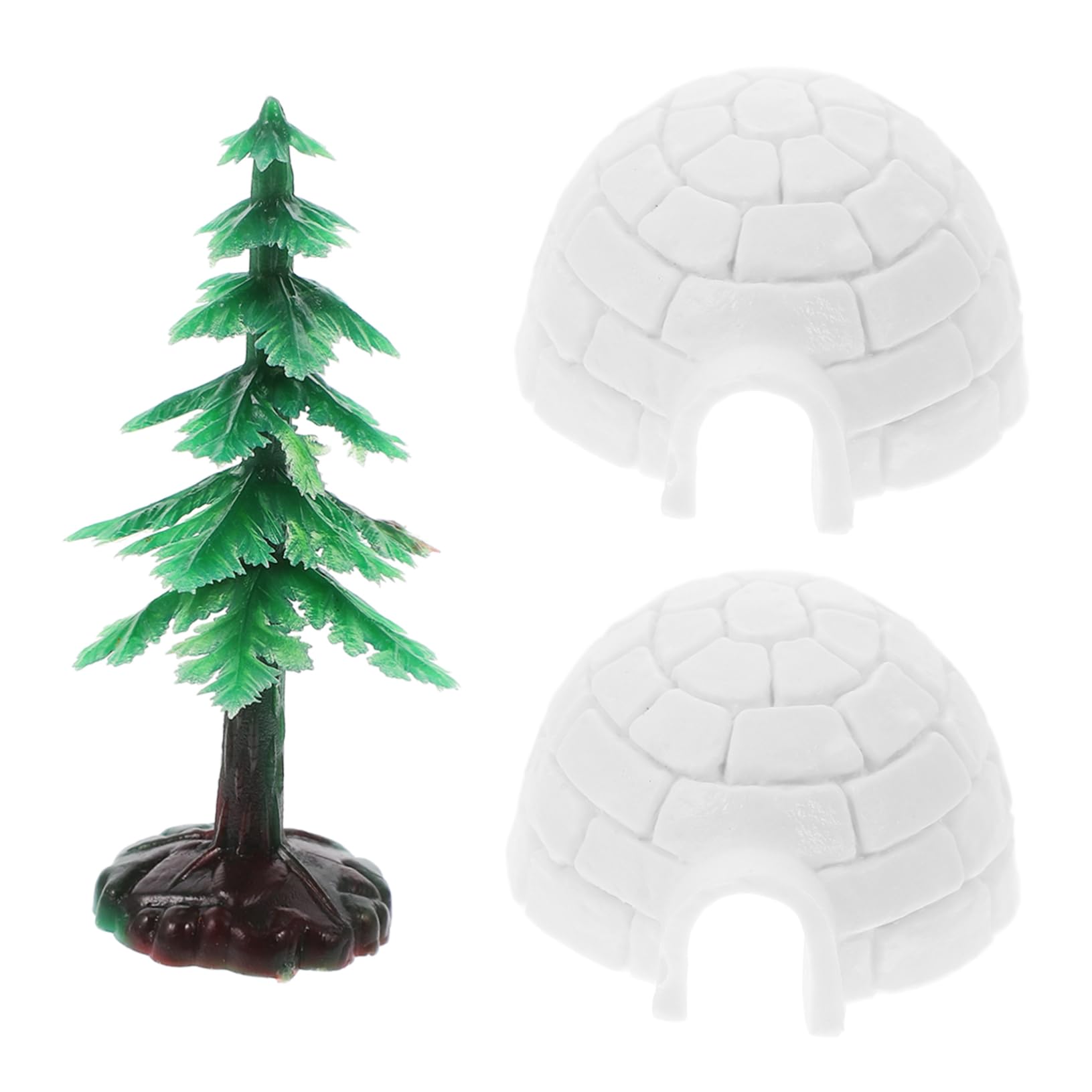 Toyvian 1set Miniature Ice House Model Christmas Tree Realistic Figurine for Desktop Decorations Holiday and Unique Idea Craft for Celebrations