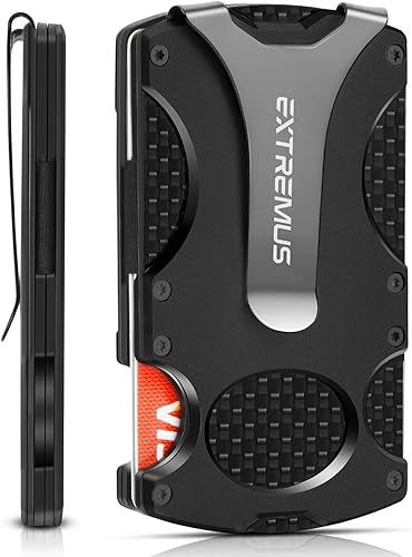 Extremus Billetera táctica delgada con clip para dinero y soporte para tarjetas de crédito, billetera minimalista con bolsillo frontal para hombres,