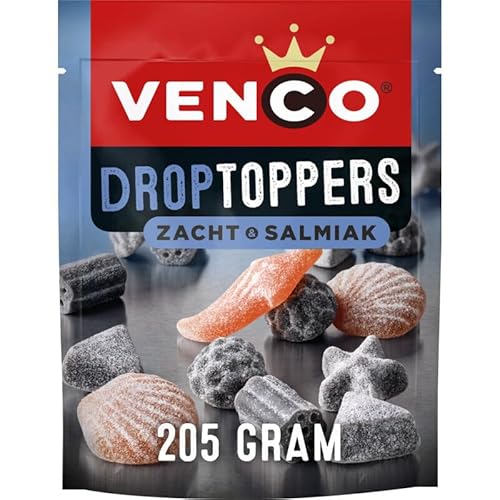 Venco Droptoppers Zacht & Salmiak I Soft Liquorice and Salmiac I 205 g 7.23 ounce