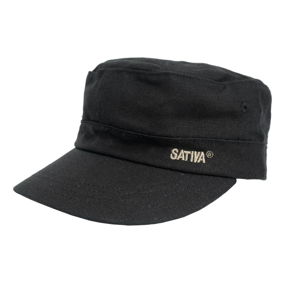Sativa Military Hat with Strapback Hemp Bags -Black