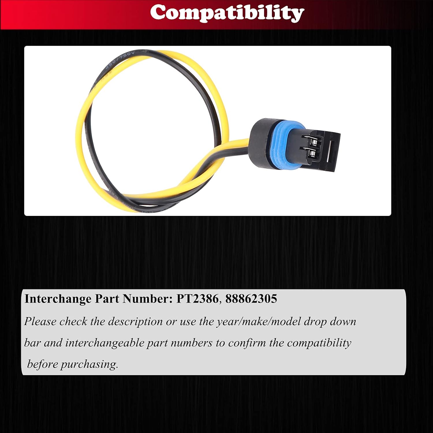 PT2386 Enigine Coolant Temperature Sensor Connector Pigtail, 2 Pcs | Replaces 88862305 88987183 85100
