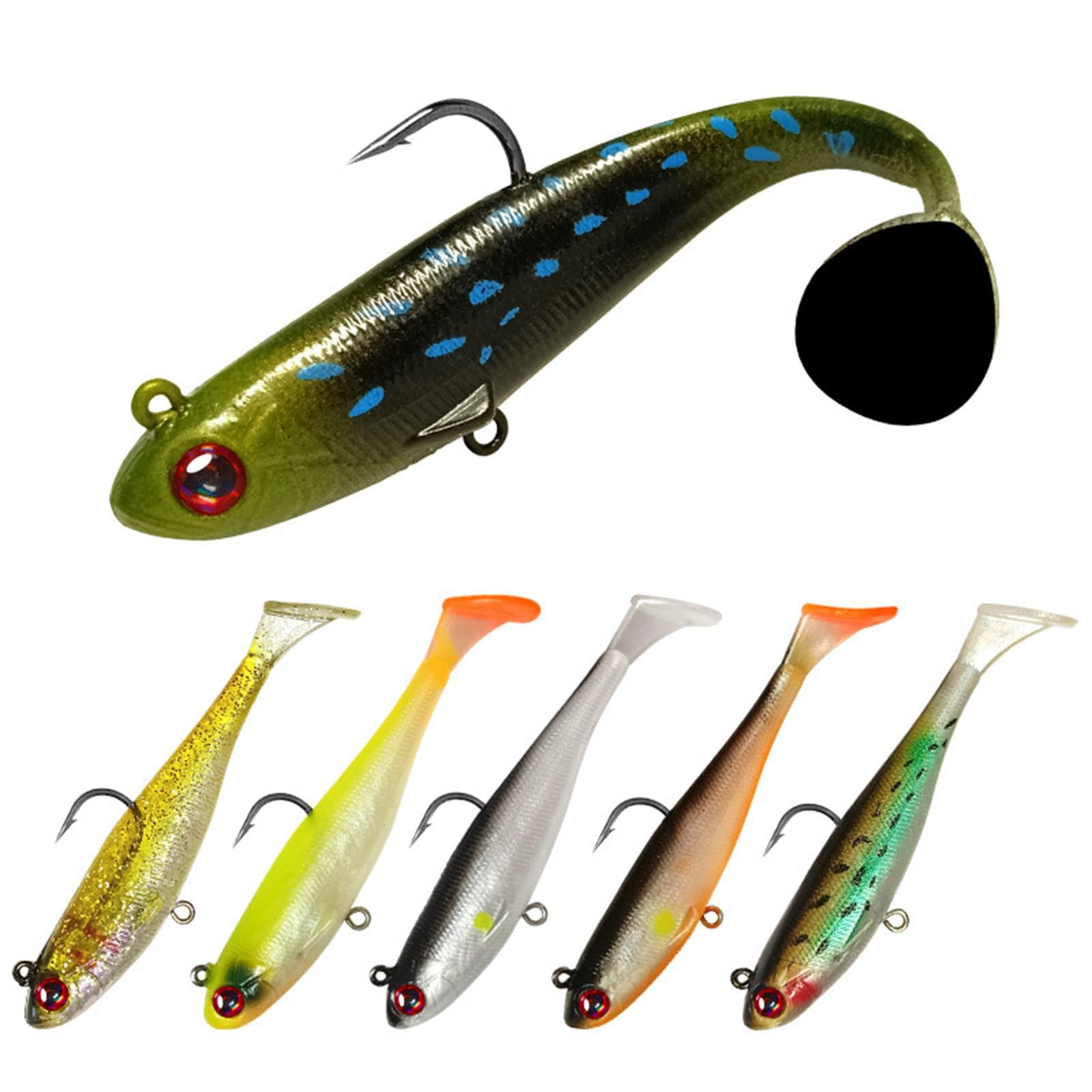 Lures, Pike Fishing Lures, Sea Fishing Lures with Jig Heads, Fishing Lures for Pike and Perch, Sea Bass Fishing Lures for Sea Water, Carp Bait, Six Varieties