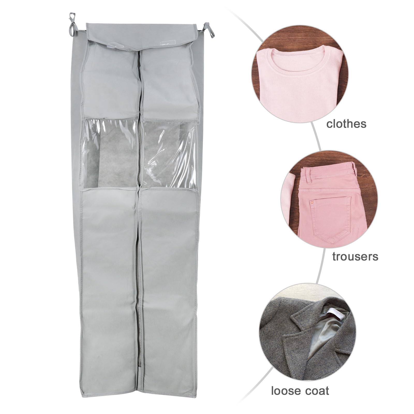 Funda Protectora Plegable para Ropa Colgante Cierre de Cremallera y Tejido No Tejido Resistente para Uso Doméstico
