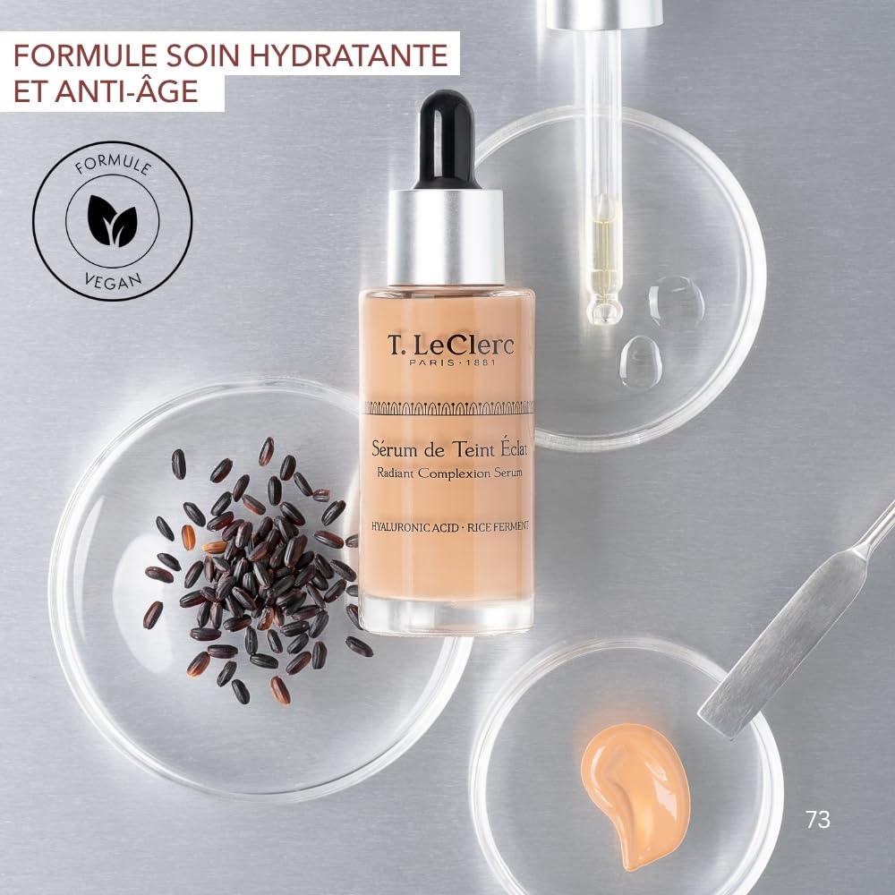 T. LeClerc Sérum Teinté Éclat Anti-Âge 30 ml – N°11 Pécan - Fluide à l’Acide Hyaluronique – Double action - fond de teint léger + anti âge - Effet Seconde Peau – Teint Lumineux & Unifié