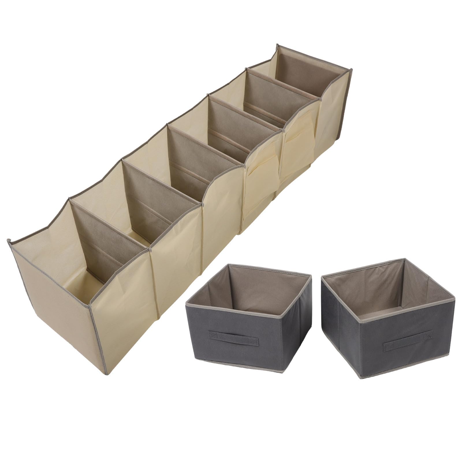 Organizzatore per Armadio Non Tessuto Beige a 6 Scomparti Apertura Rinforzata, Salvaspazio per Camera da Letto e Soggiorno, Mantiene la Forma e Massimizza lo Spazio