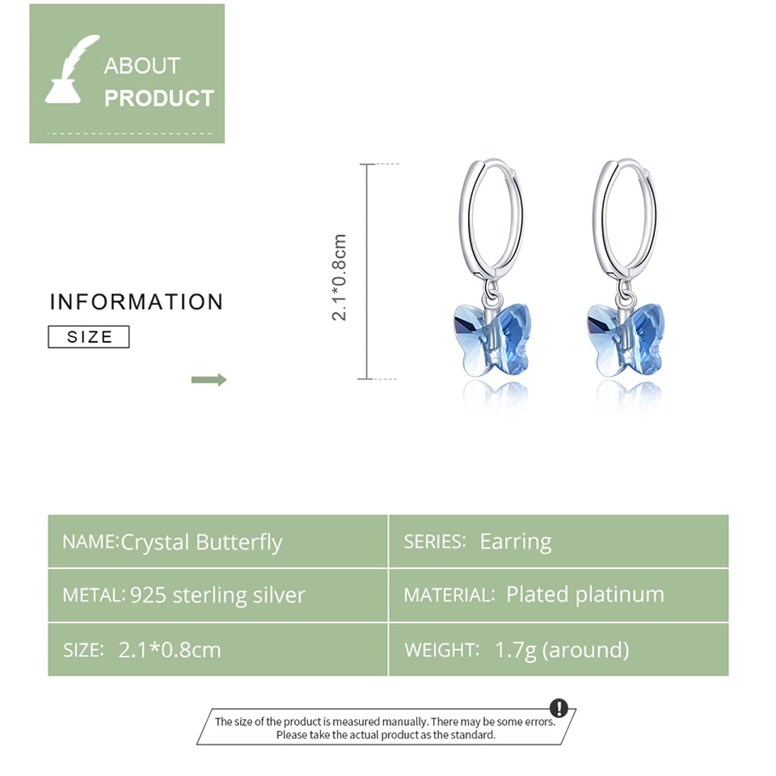 RWRAPS Orecchini per Ragazza Orecchini a Bottone in Argento Sterling 925 Orecchini a Bottone a Farfalla di Cristallo per Orecchini da Sposa Gioielli in Argento da Donna