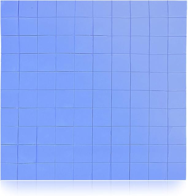 Podkładka termiczna, 100 sztuk 10 x 10 x 1 mm niebieska miękka silikonowa podkładka termiczna do radiatora procesora GPU, chip IC Northbridge, wypełniacz szczelin, wydajna przewodność cieplna