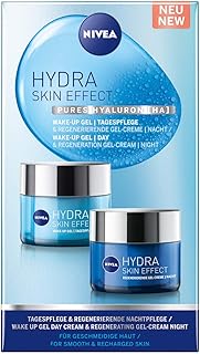 NIVEA Hydra Skin Effect Tages- + Nachtpflege Set, mit Wake-up Gel und Regenerierender Gel-Creme, Tagespflege und Nachtcrem...