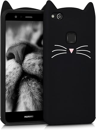kwmobile Funda para Huawei P10 Lite - Carcasa Protectora de [Silicona] y dise?o con Gato - Cover [Trasero] de m?vil