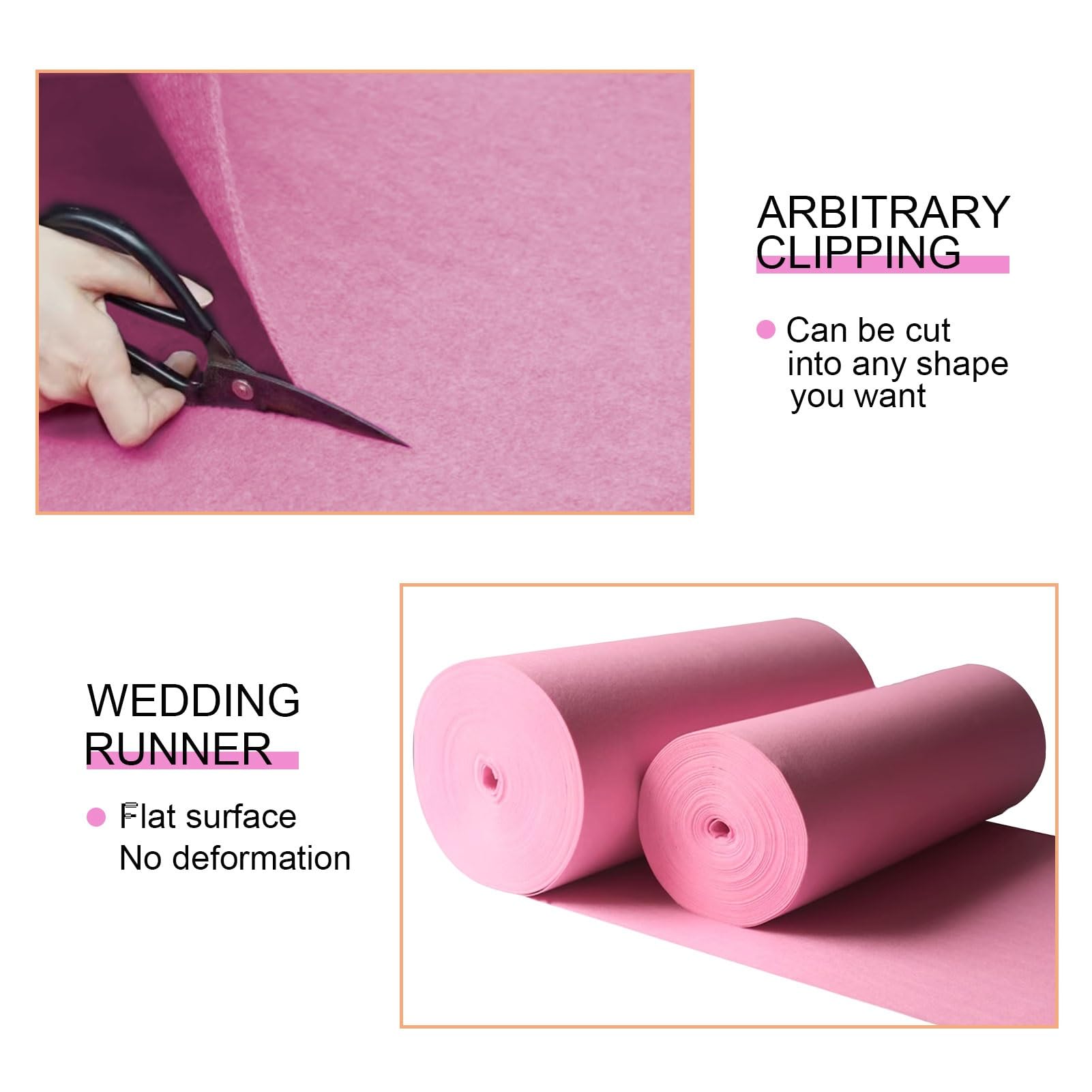 Tappeto per corridoio rosa per cerimonia di matrimonio, 10 m, 20 m, tappeto per passerella, spessore 2 mm, per addio al nubilato, eventi di ricevimento di nozze in chiesa(1.2x20m)