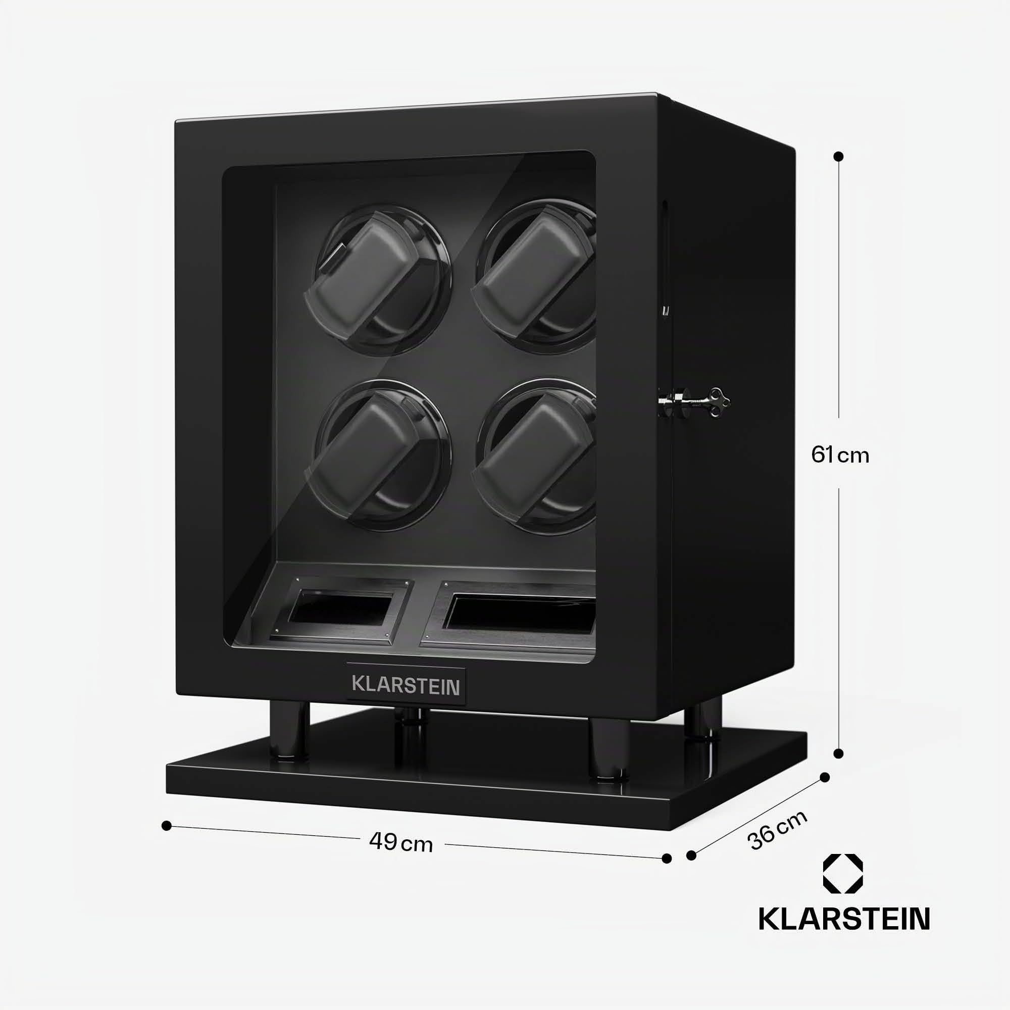 KLARSTEIN Caja, para 4 Relojes, Vitrina Acrílico, Joyeros, 5 TPD, Caja Relojes Acrílico, Expositor para Dar Cuerda Reloj, Relojero Organizador Grandes, Organizadores