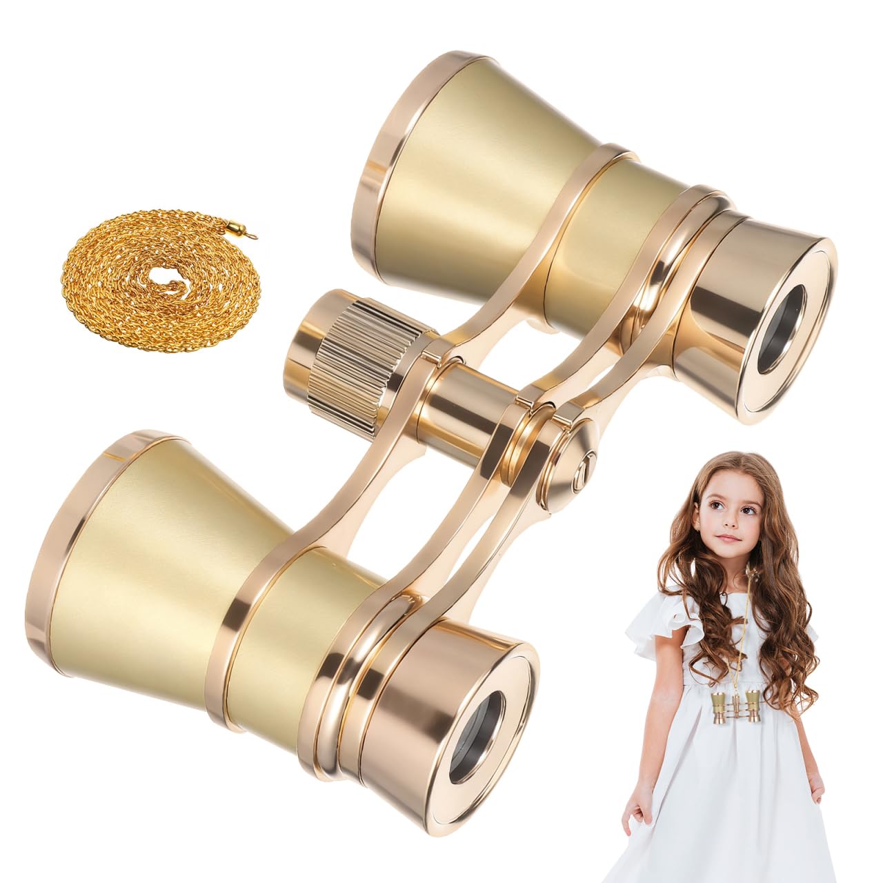 VILLCASE Opera Glasses for Women, 3X25 Theater Binoculars with Necklace Chain, Mini Binocular Compact for Adults Kids Bird Watching Musical Concert