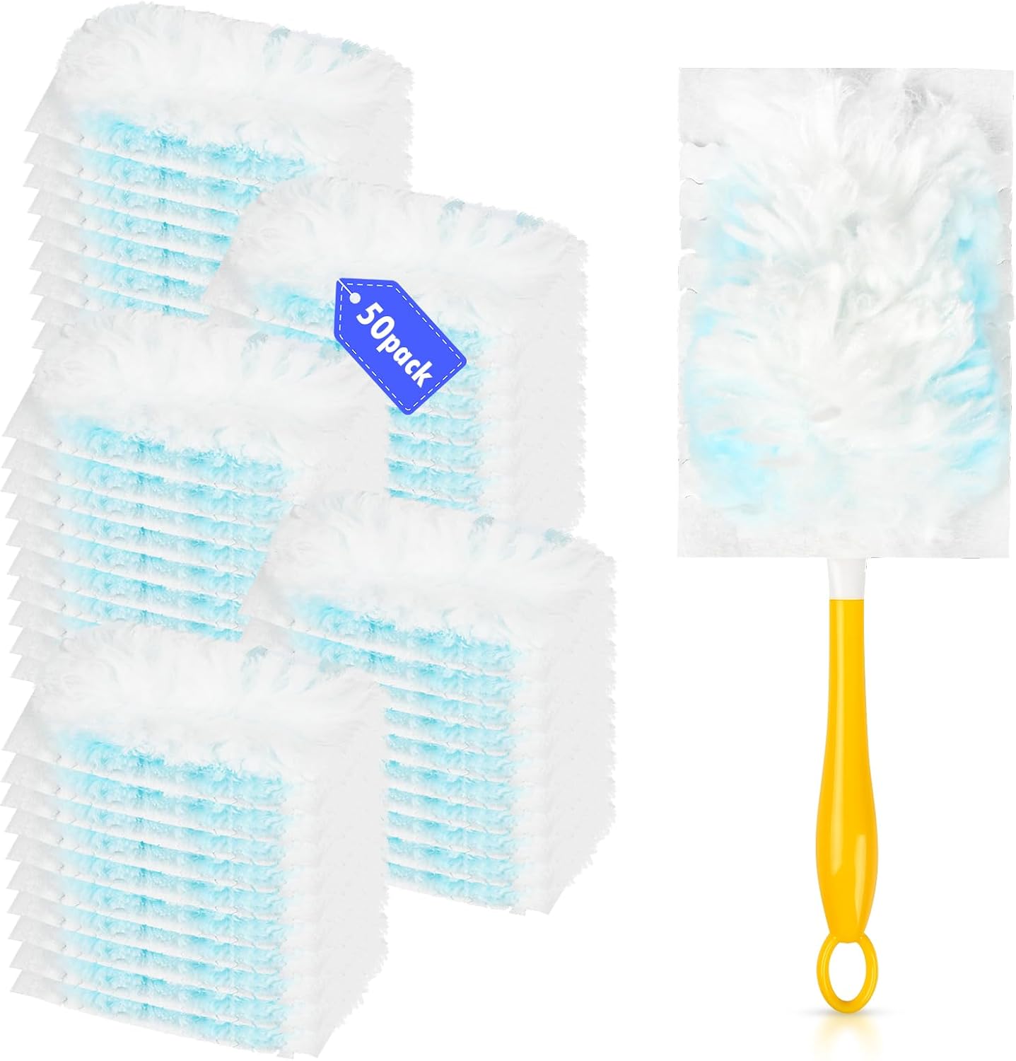 50 Count 180° Multi-Surface Feather Duster Refills Compatible with Swiffer Handle, Heavy Duty Duster Replacement with 1 Handle 50 Count 180° Multi-Surface Feather Duster Refills Compatible with Swiffer Handle, Heavy Duty Duster Replacement with 1 Handle