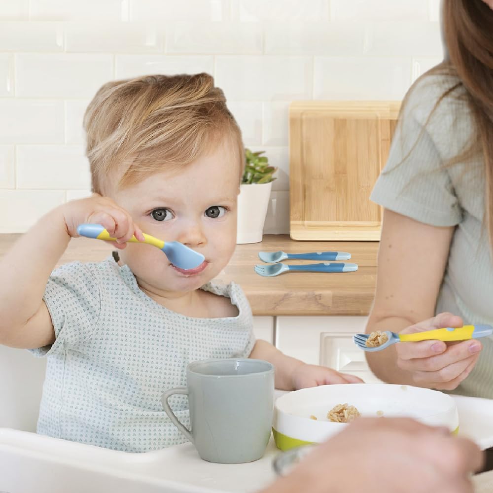 Baby Utensils Spoons and Forks Set Bendable Self-Feeding image 5