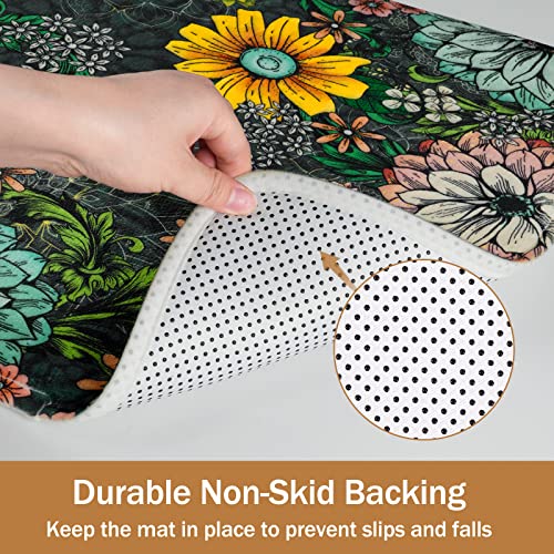 Ikfashoni 4 Pcs Bohemian Paisley Flower Shower Curtain Sets With Rugs And Toilet Lid Cover, Boho Floral Retro Funky Shower Curtain With 12 Hooks, Rustic Botanical Flowers Shower Curtain For Bathroom #TOP5