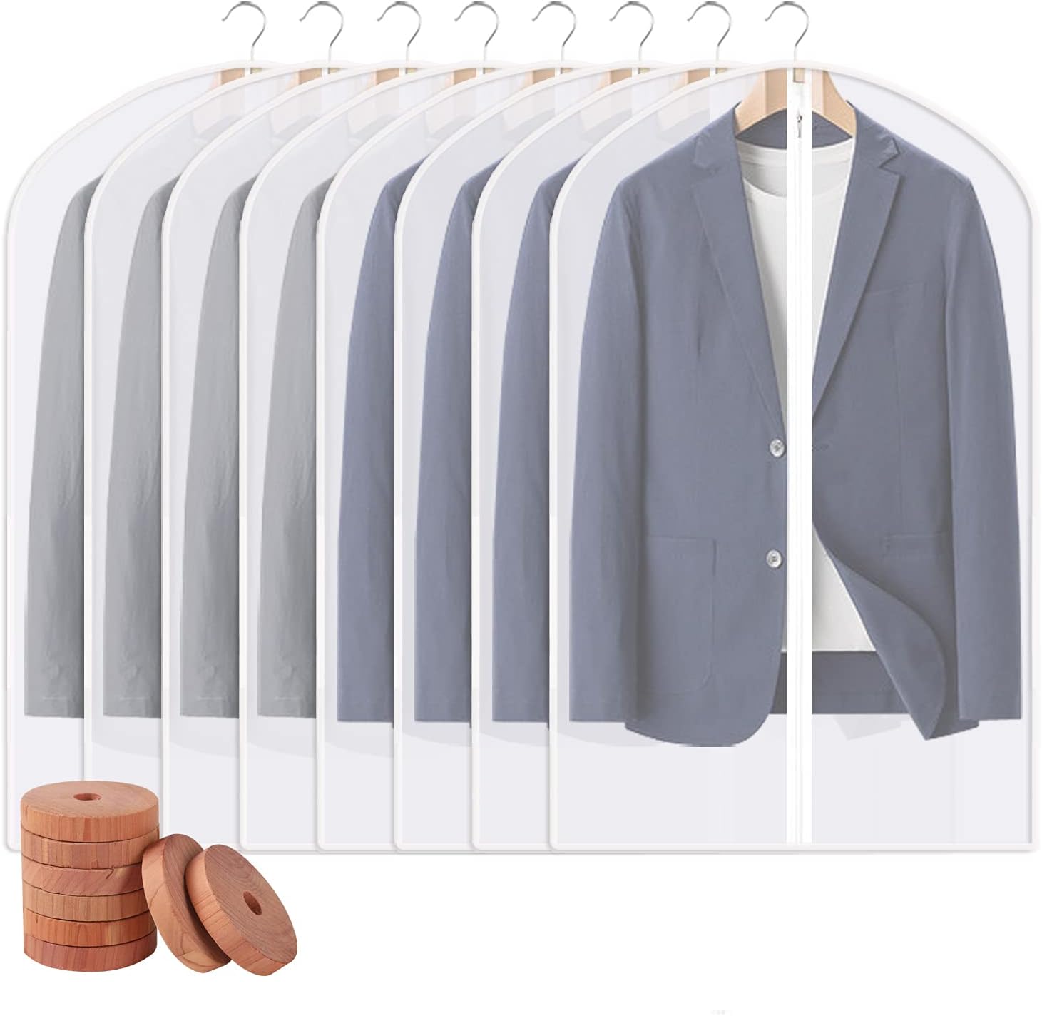 Peva Garment Bags for Hanging Clothes, 8 Pack Clear Plastic Garment Bag, Suit Bags for Closet Storage, Garment Covers for Travel - 24'' x 40''/8 Pack : Everything Else