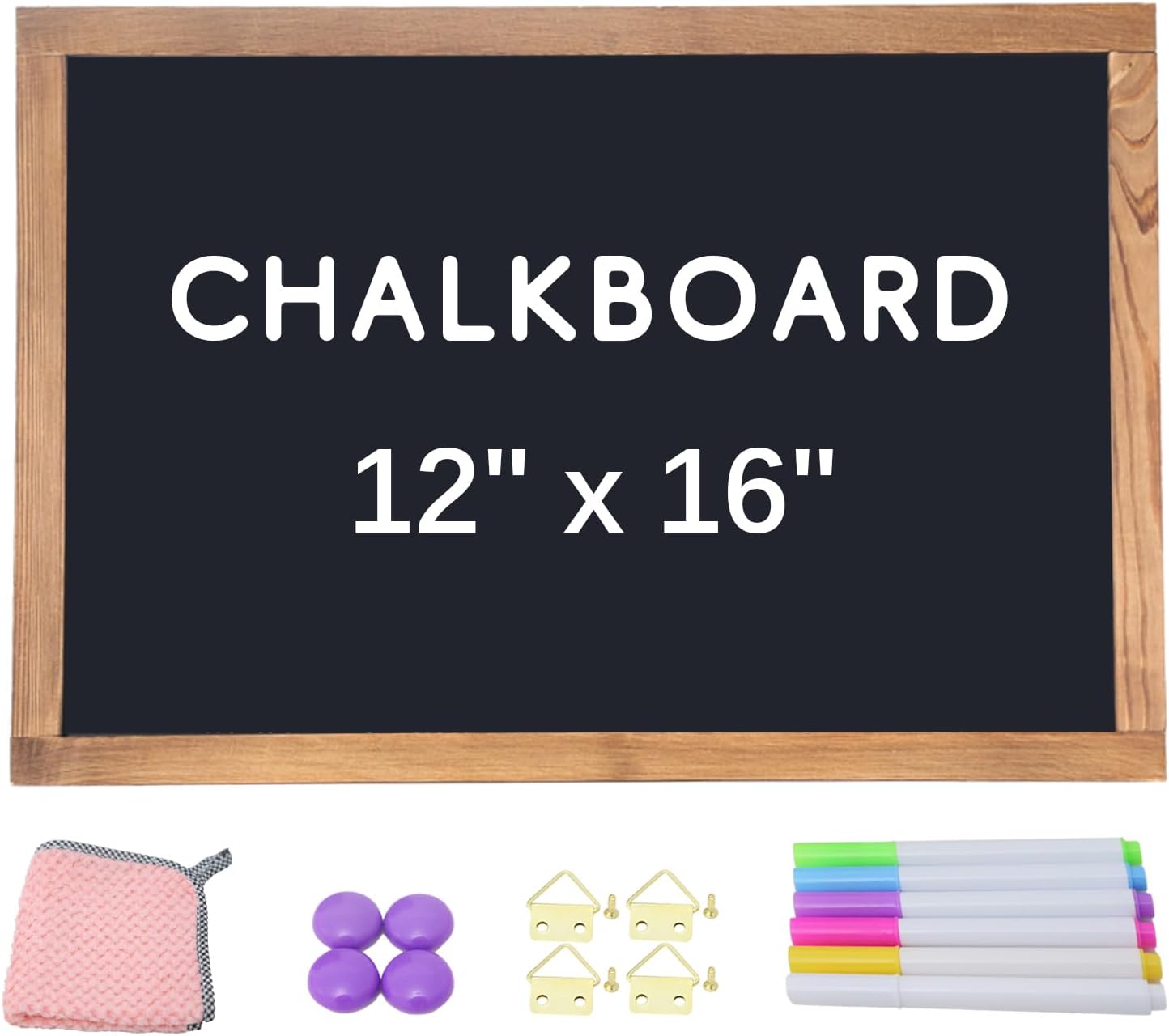 KOOLDE 12x16 Inch Magnetic Hanging Chalkboard with Wood Frame - Wall Blackboard Sign for Home, Office, Kids, Restaurant