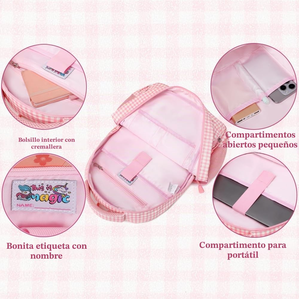 Kimwadalh Mochilas Primaria Niñas Purpurina Mochila Escolare Niña para la Escuela 1-3 Grado Girls Backpack 3 en 1 Juegos de Bolsas Escolares Primarias
