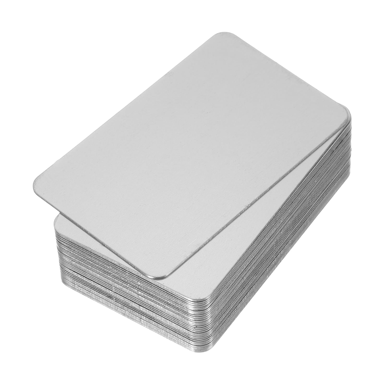 PATIKIL 0.8mm Stainless Steel Metal Business Cards, 30 Pack Matte Blank Name Card Laser Engraving for DIY Gift Cards, Silver