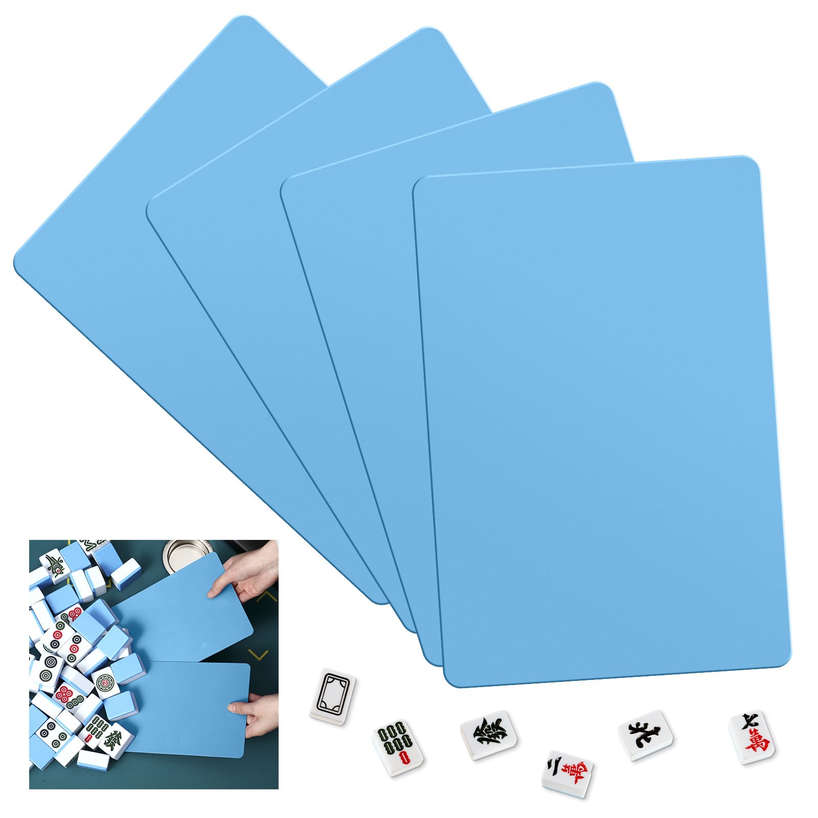 Seenelling 2026 Mahjong Tile Mixer Shuffler for Mixing, Light Blue, 4 Pcs