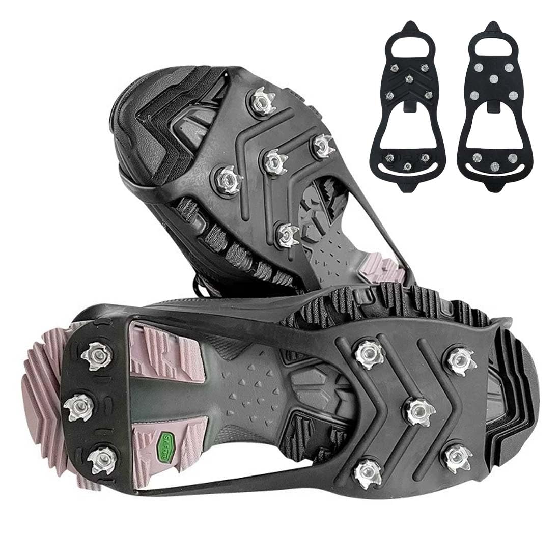 2 Pezzi Ramponi per Scarpe, Protezione Antiscivolo per Suola con Tacchetti, Accessori per Trekking e Escursionismo su Neve e Ghiaccio, Adatti per Uomini e Donne