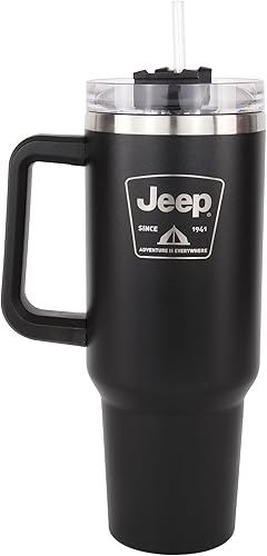 Miniatura 2 de Jeep Adventure is Everywhere Since 1941 - Taza de viaje aislada de 40 onzas con logotipo de tienda de campaña con asa, vaso de acero inoxidable
