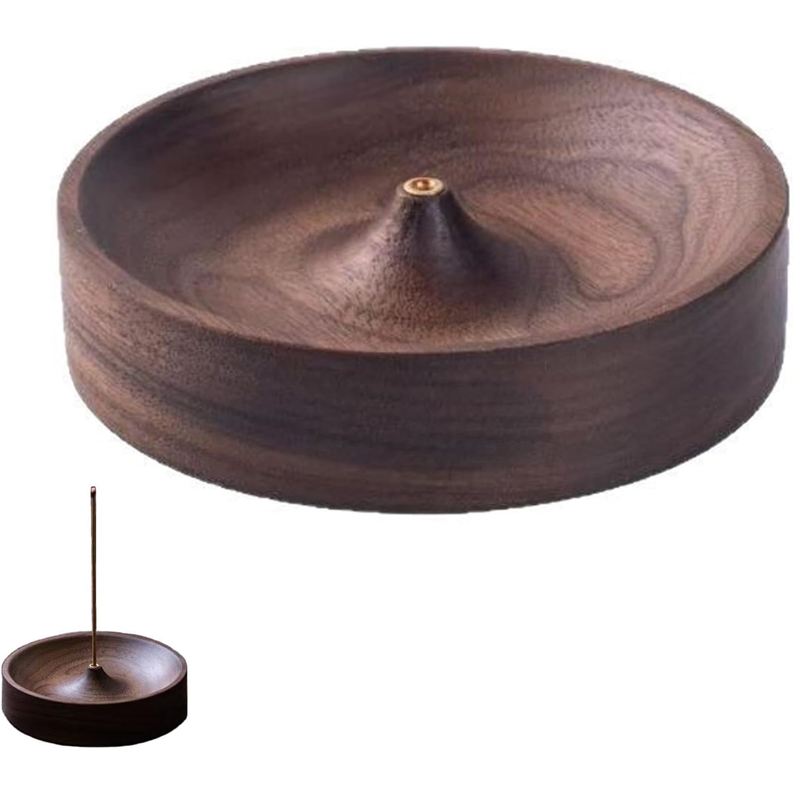Walnut Wood Incense Holder, Ash-Free Portable