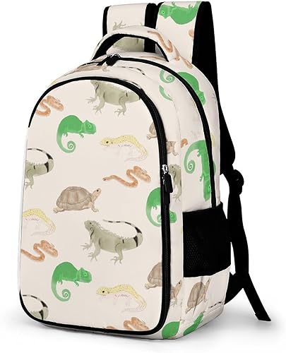 Mochila de viaje para reptiles de lagarto, tortuga, leopardo, Gecko, mochila de viaje para computadora portátil, mochila duradera para hombres y