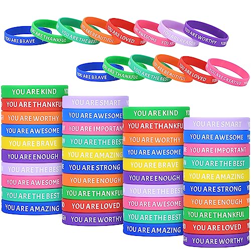 60 Pieces Inspirational Wristbands, Colorful Inspirational Rubber Bracelets Classroom prizes/Gifts for Students