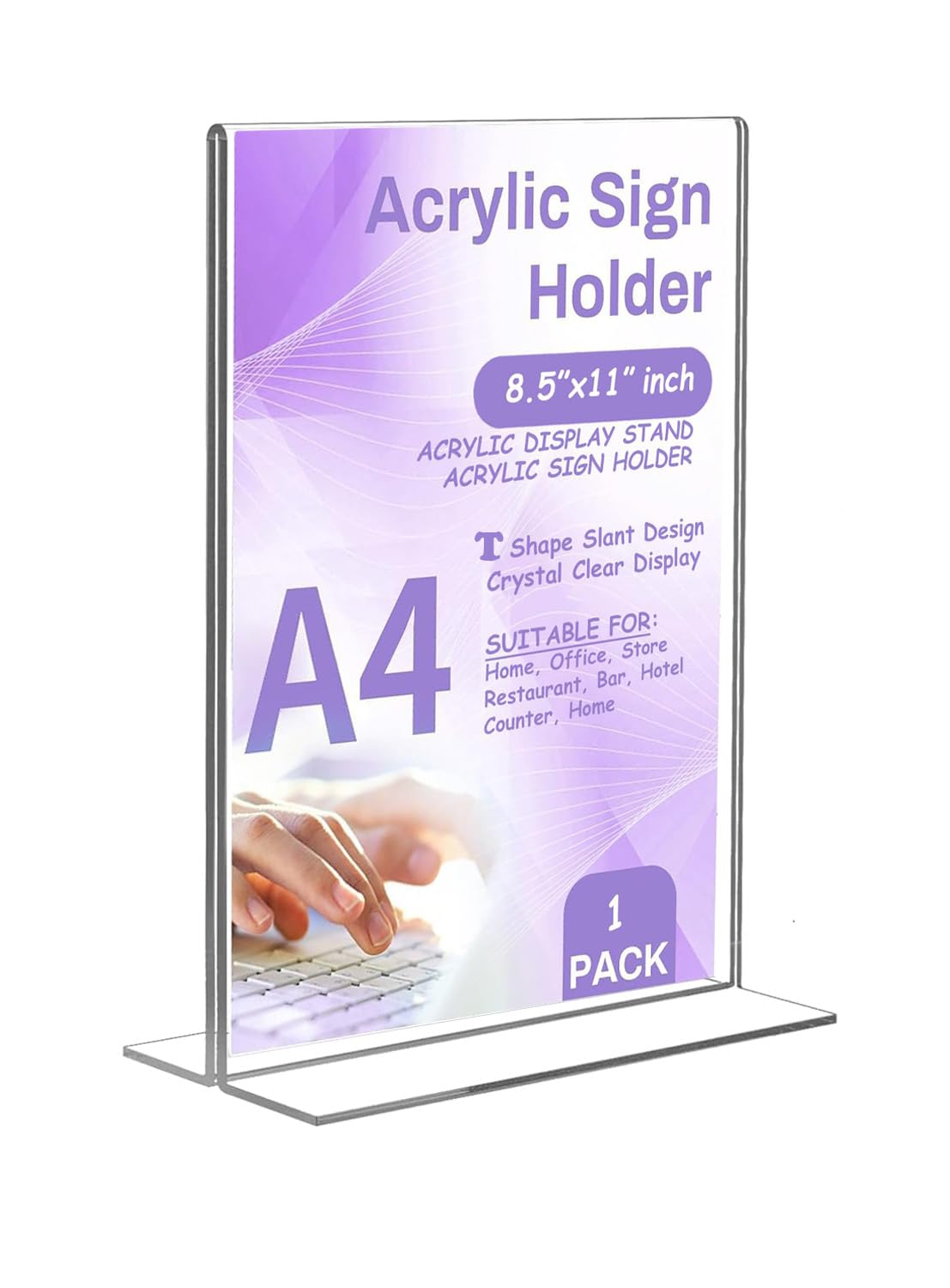 Desi Rang Acrylic Display Stand (A4, 8.5x11 inch 1 pcs Straight) Menu Flyer Pamphlet photo tent card ads promotion message Sign table top Holder for Store Restaurant hotel office cafe bar conference home