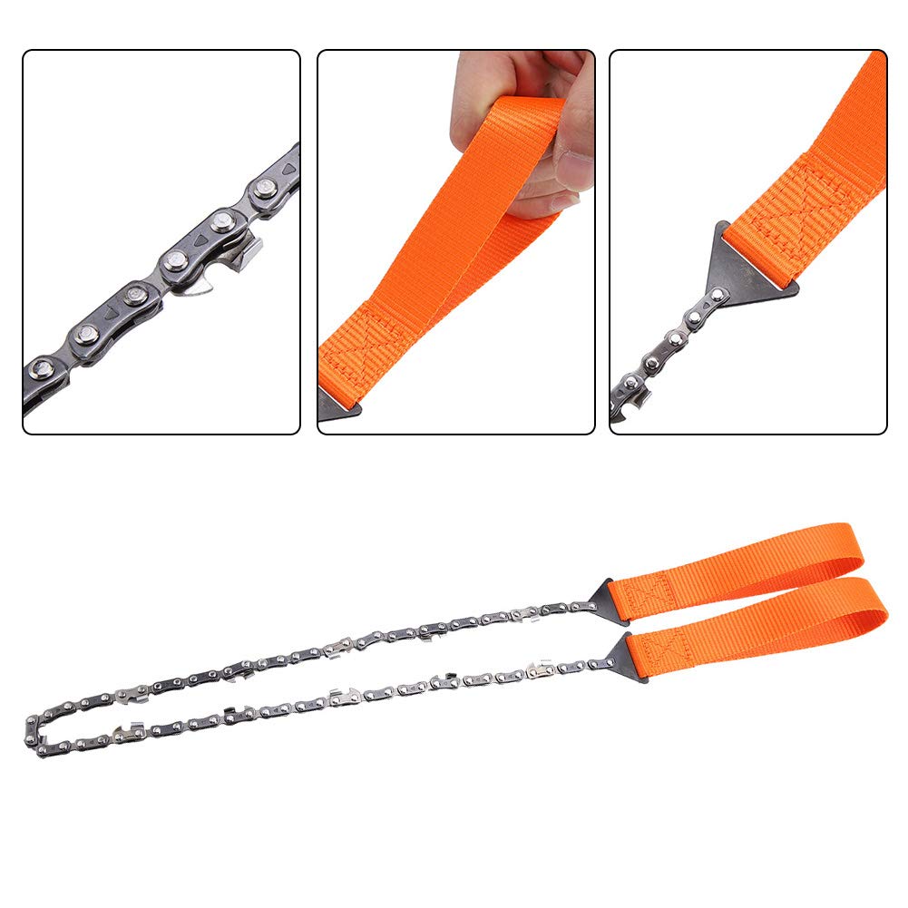 Portable Handheld Survival Chain Saw sturdy Lightweight Emergency Chainsaw Orange for Camping Hiking