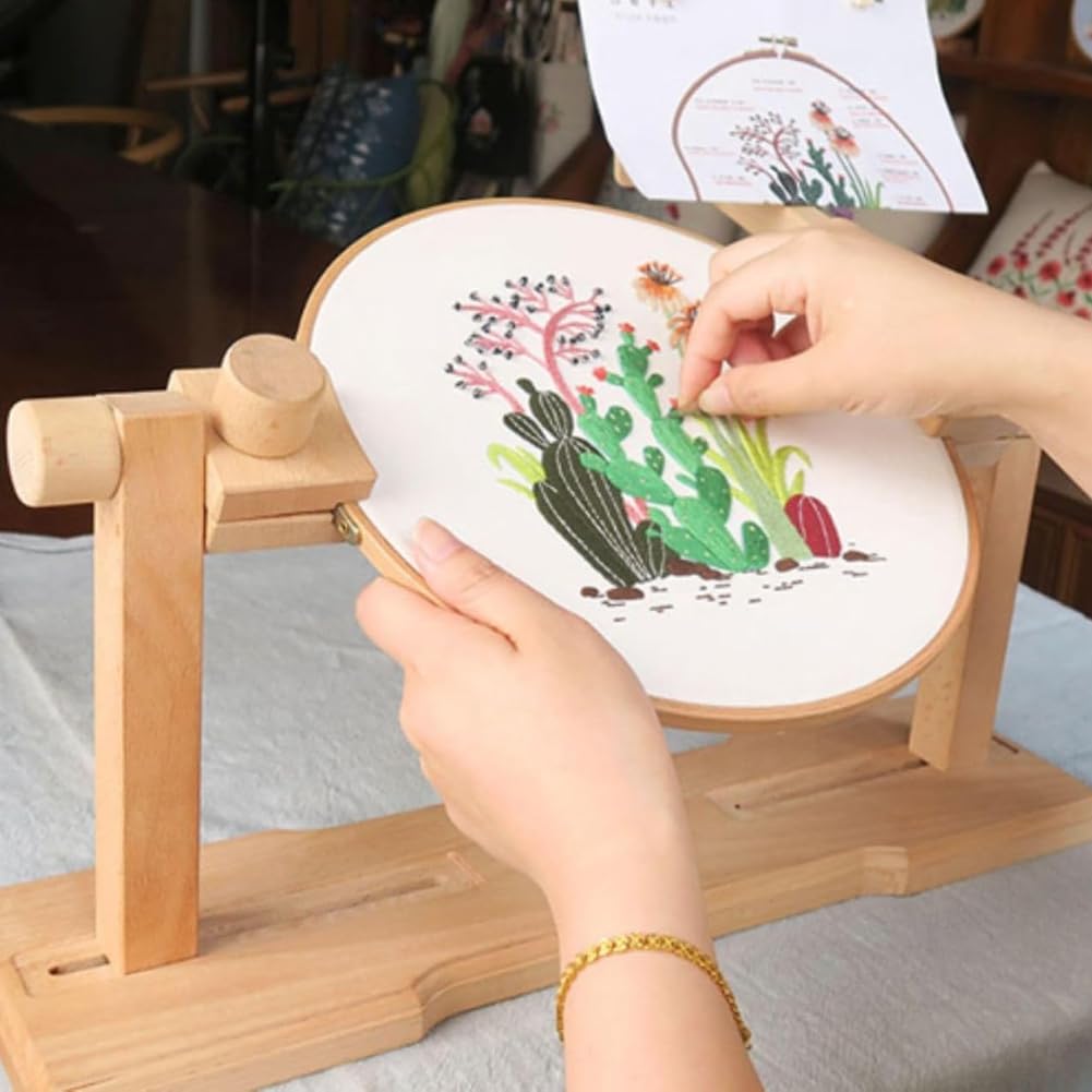 Supporto per Telaio da Ricamo Regolabile, Supporto per Ricamo Girevole Crossstitch Supplies con 3 Telai da Ricamo