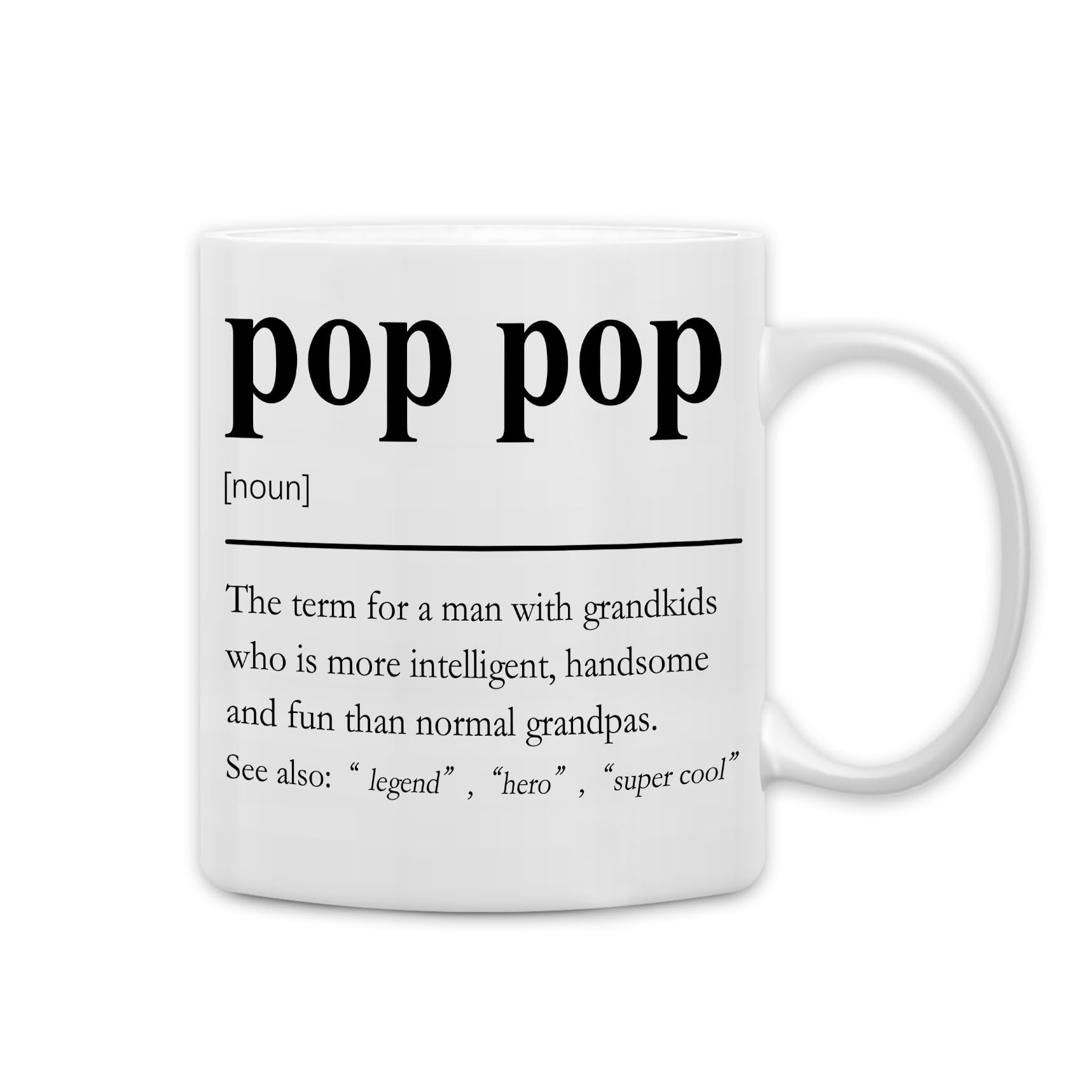 QASHWEY Pop Pop Mug, Grandpa Pop Pop Gifts from Grandkids Coffee Mug, Grandpa Mugs, Fathers Day Christmas Mugs Tea Cup Gifts for PopPop Grandpas, PopPop Definition Coffee Cups Ceramic 11oz