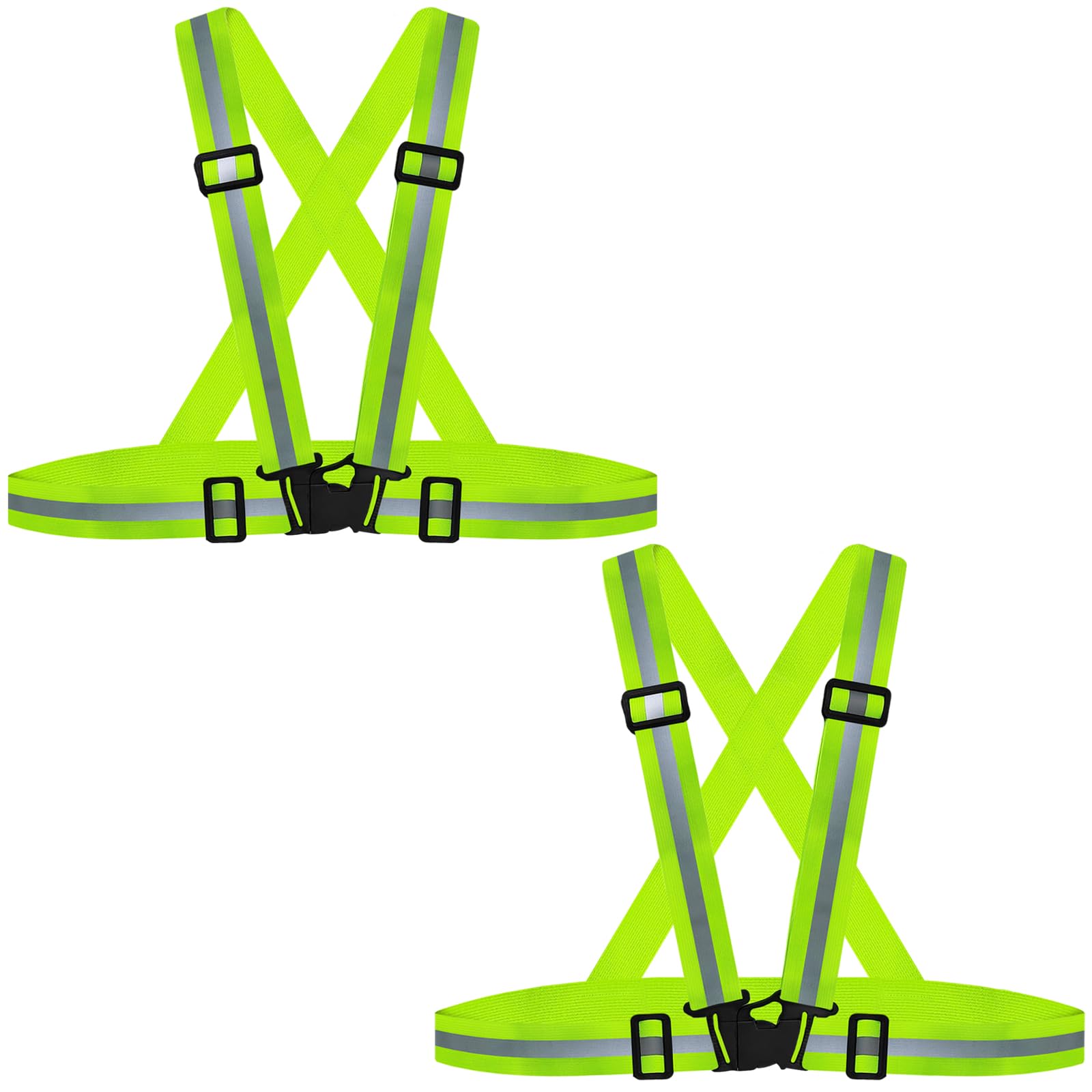 2Pcs Reflective Vest Adjustable Running Gear, High Visibility Safety Vest