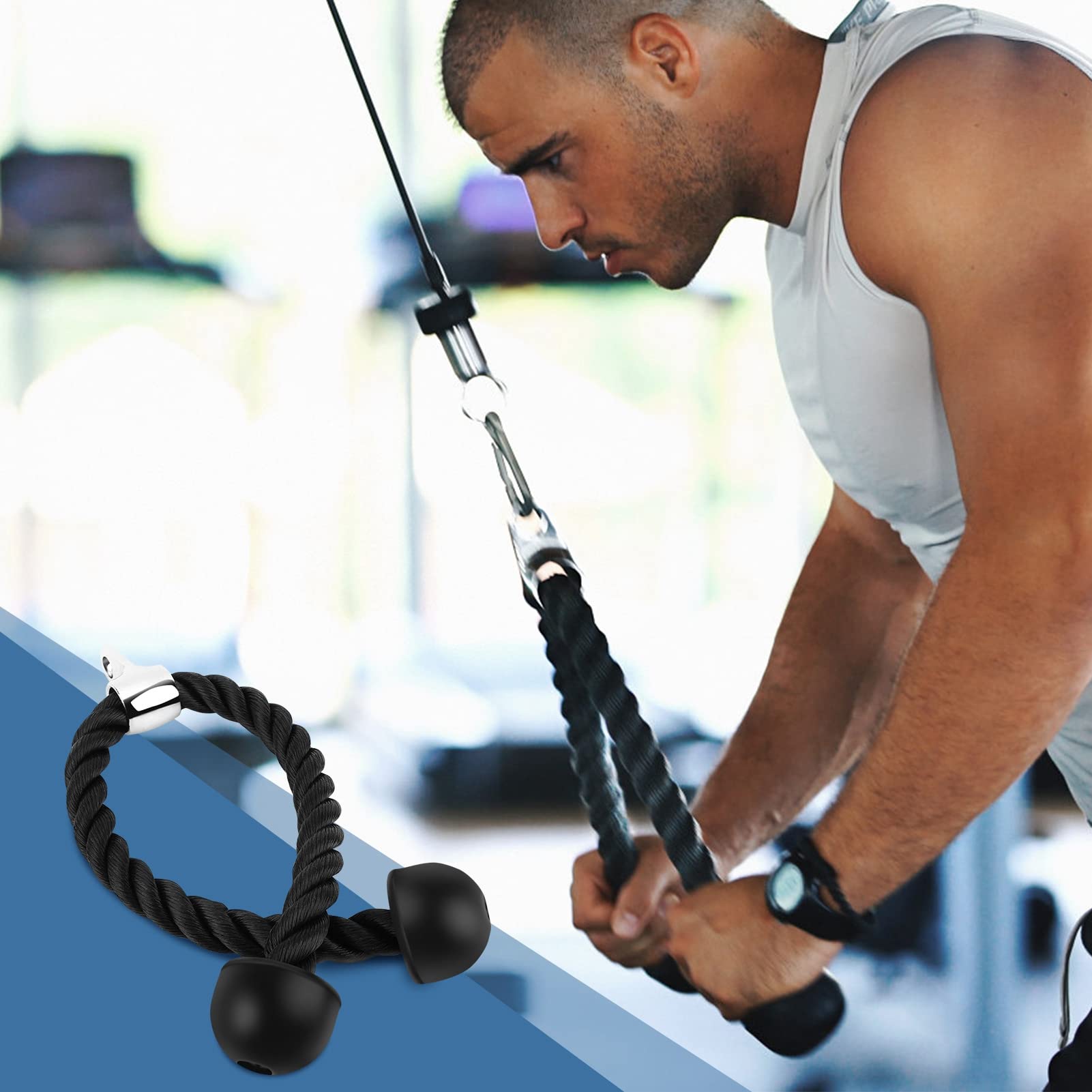 Corda Per Tricipiti Con Impugnatura Ergonomica - Antiscivolo | Allenamento Cavo - Foto 11
