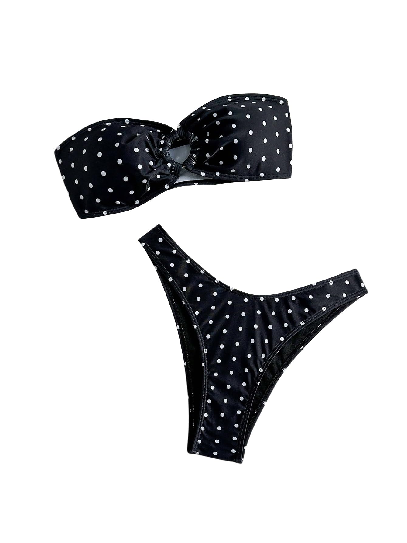 GORGLITTER Bandeau, bikini da donna, set da bagno a pois, costume da bagno a fascia, bikini con taglio outs, senza spalline, set da bagno da spiaggia