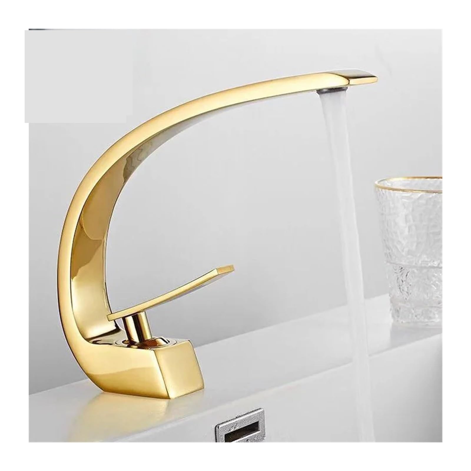 Jvddi Gold Basin Sink Faucet Hot And Cold Bathroom Mixer Tap Single Hole Basin Sink Tap(Gold)