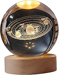 Luminária de Mesa LED Bola de Cristal 3D Space Brilhante (Sistema Solar)