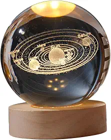 Luminária de Mesa LED Bola de Cristal 3D Space Brilhante (Sistema Solar)