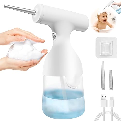 Miniatura 1 de Dispensador automático de jabón, dispensador eléctrico de jabón de espuma de 11.8 fl oz con 2 boquillas y cable USB, dispensador de botellas de