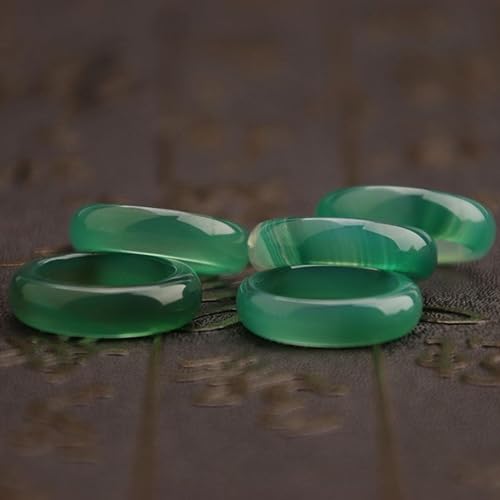 Miniatura 6 de Anillos de jade de cristal verde natural para mujer y hombre, anillo de piedras preciosas de buena suerte, anillos de jade verde, anillo de cinabrio