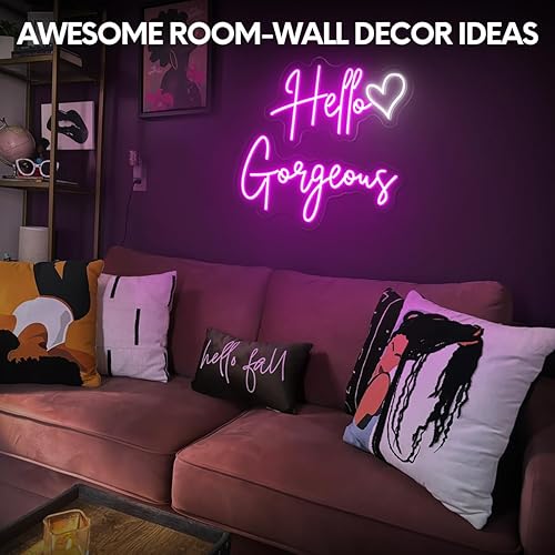 Miniatura 2 de Letreros de neón grandes de 30 x 9 pulgadas con control remoto de temporizador, letrero de luz LED rosa para decoración de pared, salones de spa