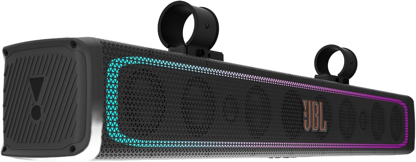 RallyBar XL - 35" Bluetooth Universal Outdoor Vehicle Soundbar with Built-in 300w RMS Amplifier, LED Lights, IP66 Water & Dust Resistant, Black
