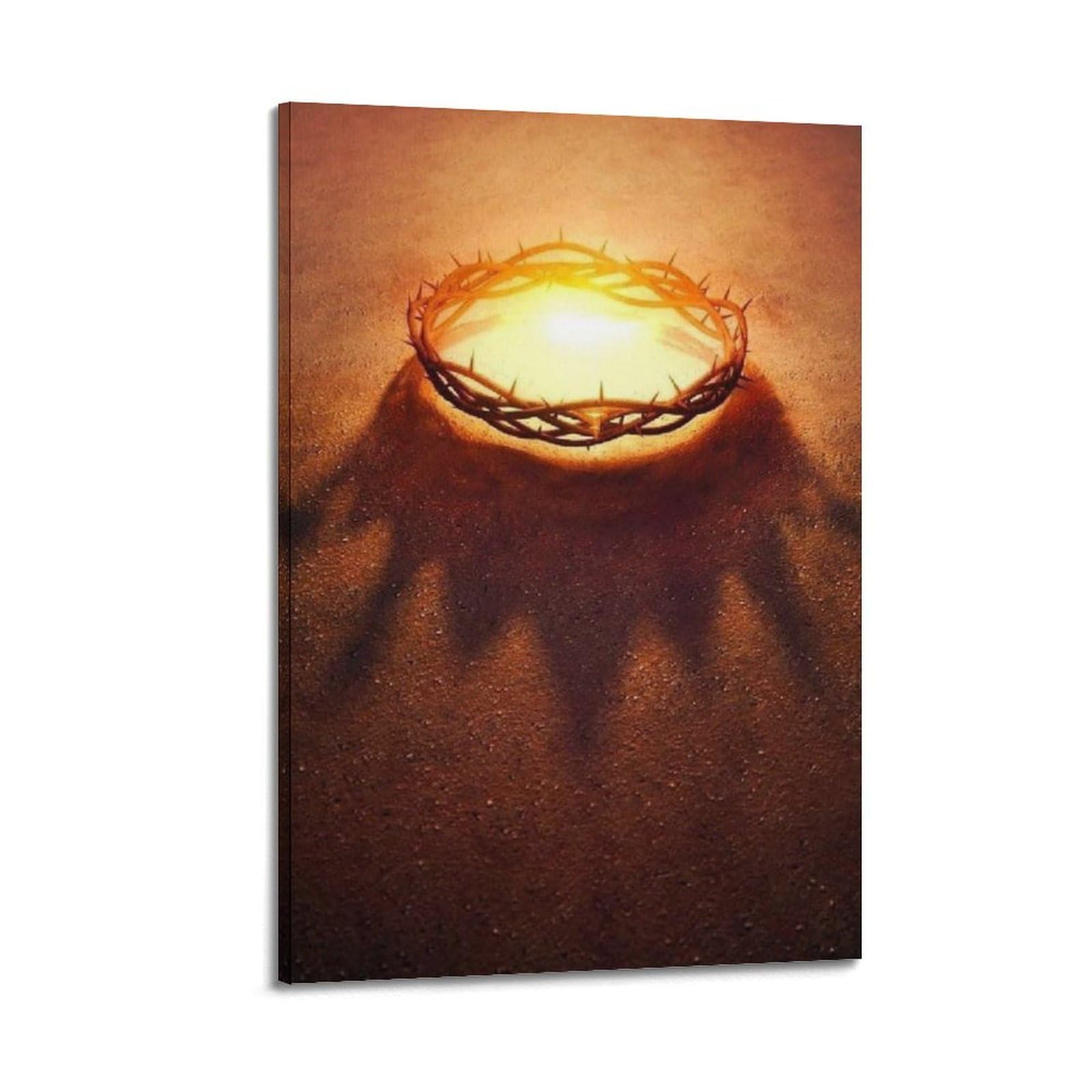 QXYUIN The Reflection of The Crown of Thorns Is The Crown of Jesus Christ Poster Wall Art Canvas Aesthetic Decorative Painting for Room 20x30inch(50x75cm) Frame-style