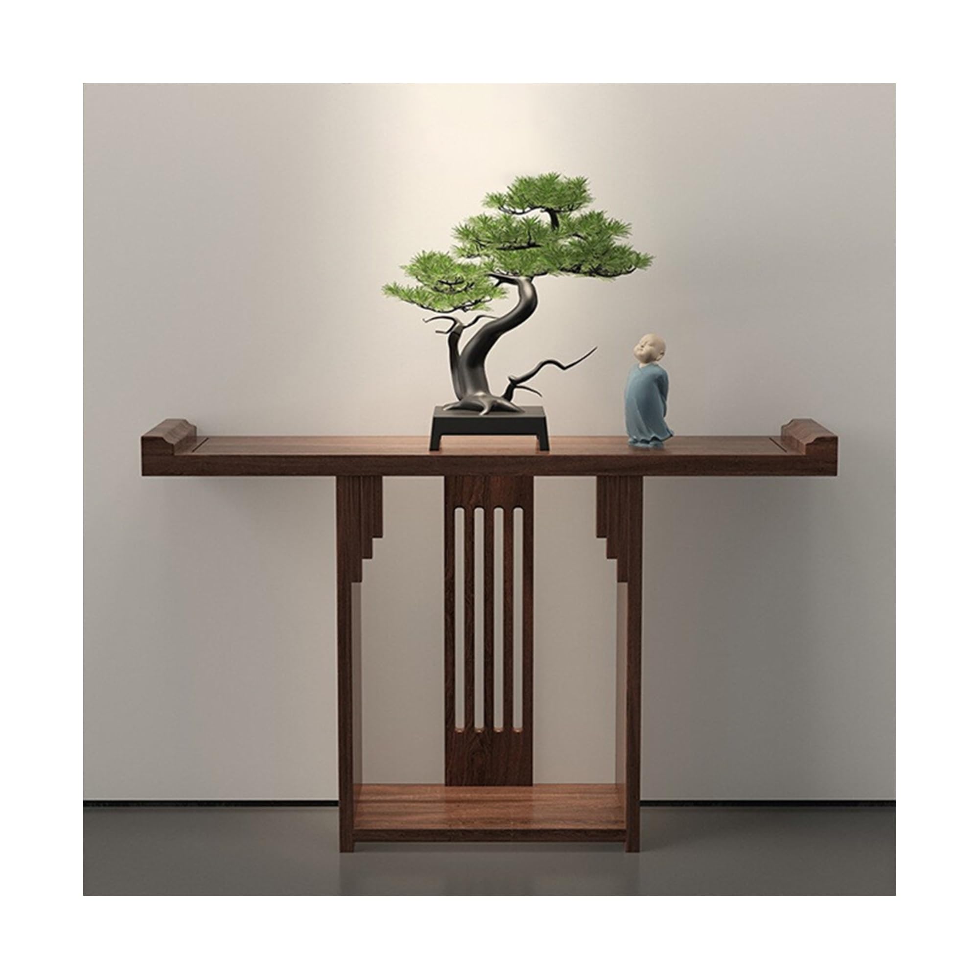 Mesa de entrada de madera maciza para solucionar la falta de espacio en pasillos