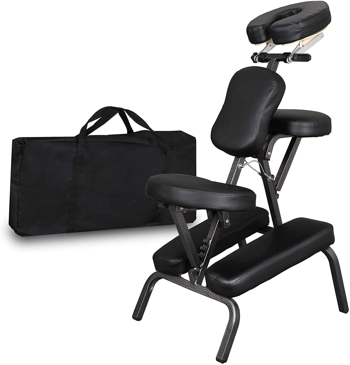 AHCS Portable Hjiama Chair Folding Massage Spa Tattoo Electric Massage Chair Adjustable Face Cradle Chair Table De Massage Chair, Black 1