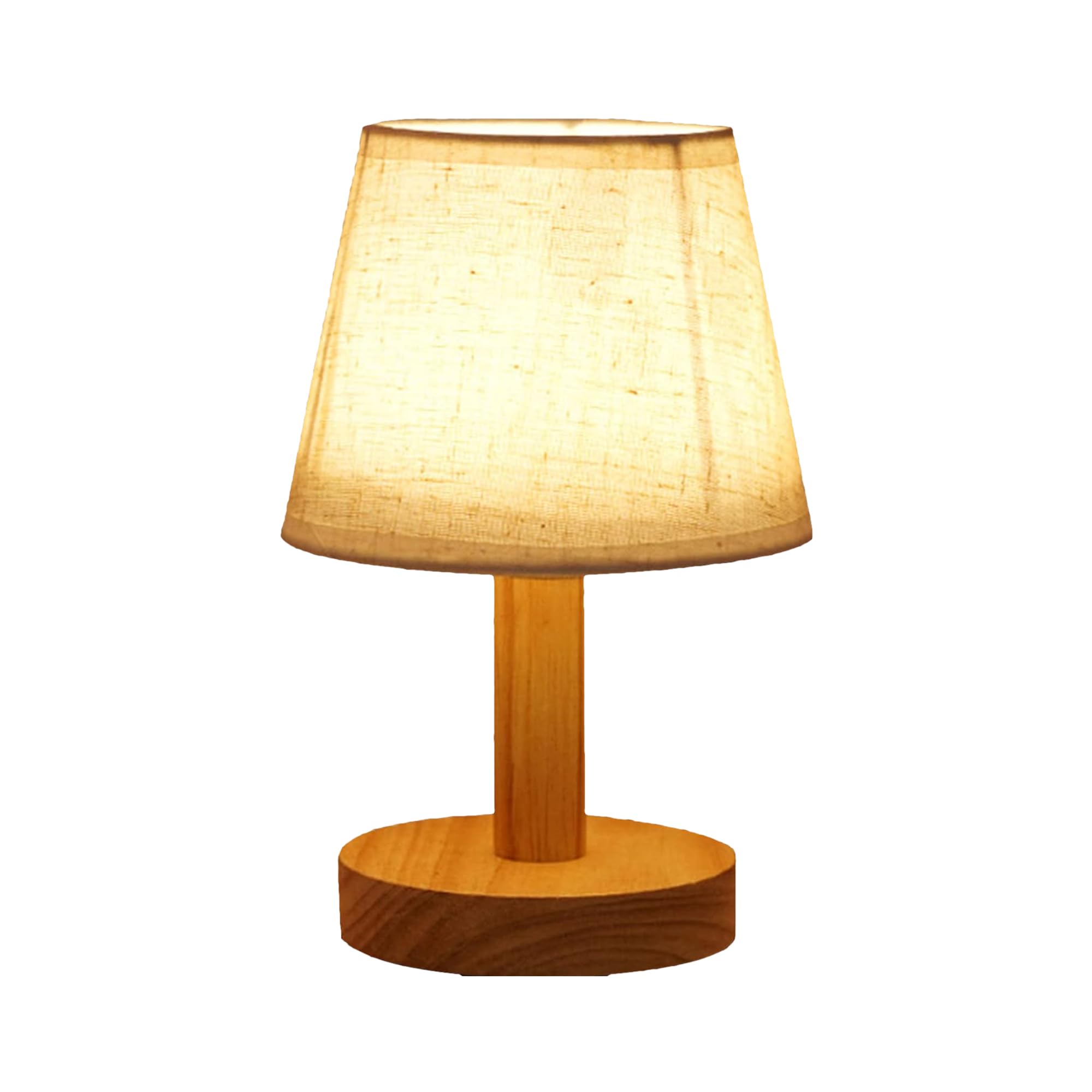 Kuber Industries Aesthetic Dimmable Bedroom Lamp for Side Table | Office & Desk Table Lamp for Living Room and Home Decor with Fabric Shade & Wooden Base | Natural Wooden Brown-TA-005 - Image 3 thumbnail